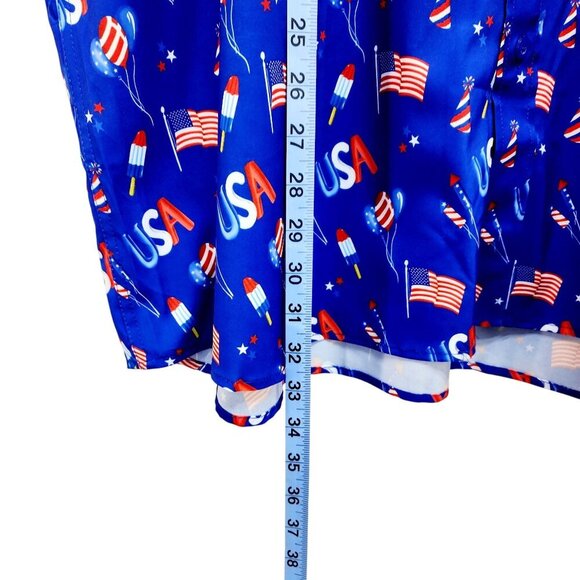 Patriotic Themed Mens Button-Up Shirt USA Print Short Sleeve Casual Fit Size XXL - Picture 7 of 11